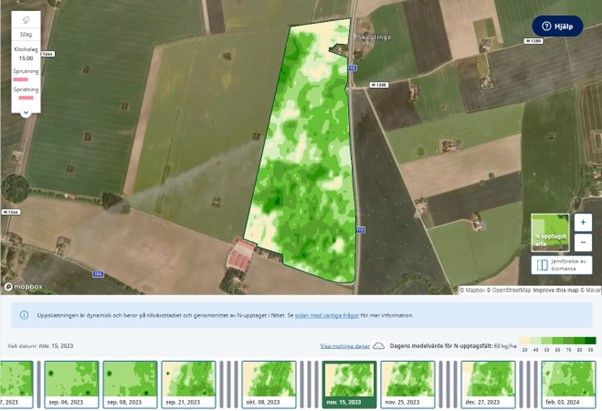 Bild på N-upptagskartan i Atfarm